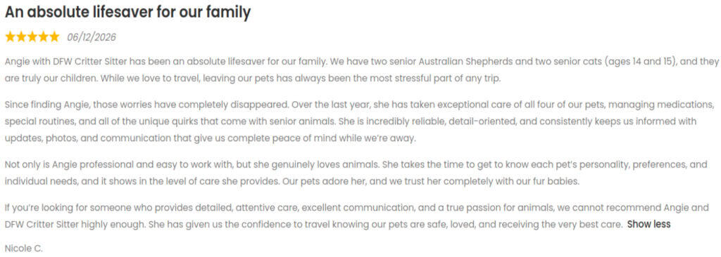 DFW Critter Sitter - Trusted Pet Sitting & Dog Walking in Dallas.